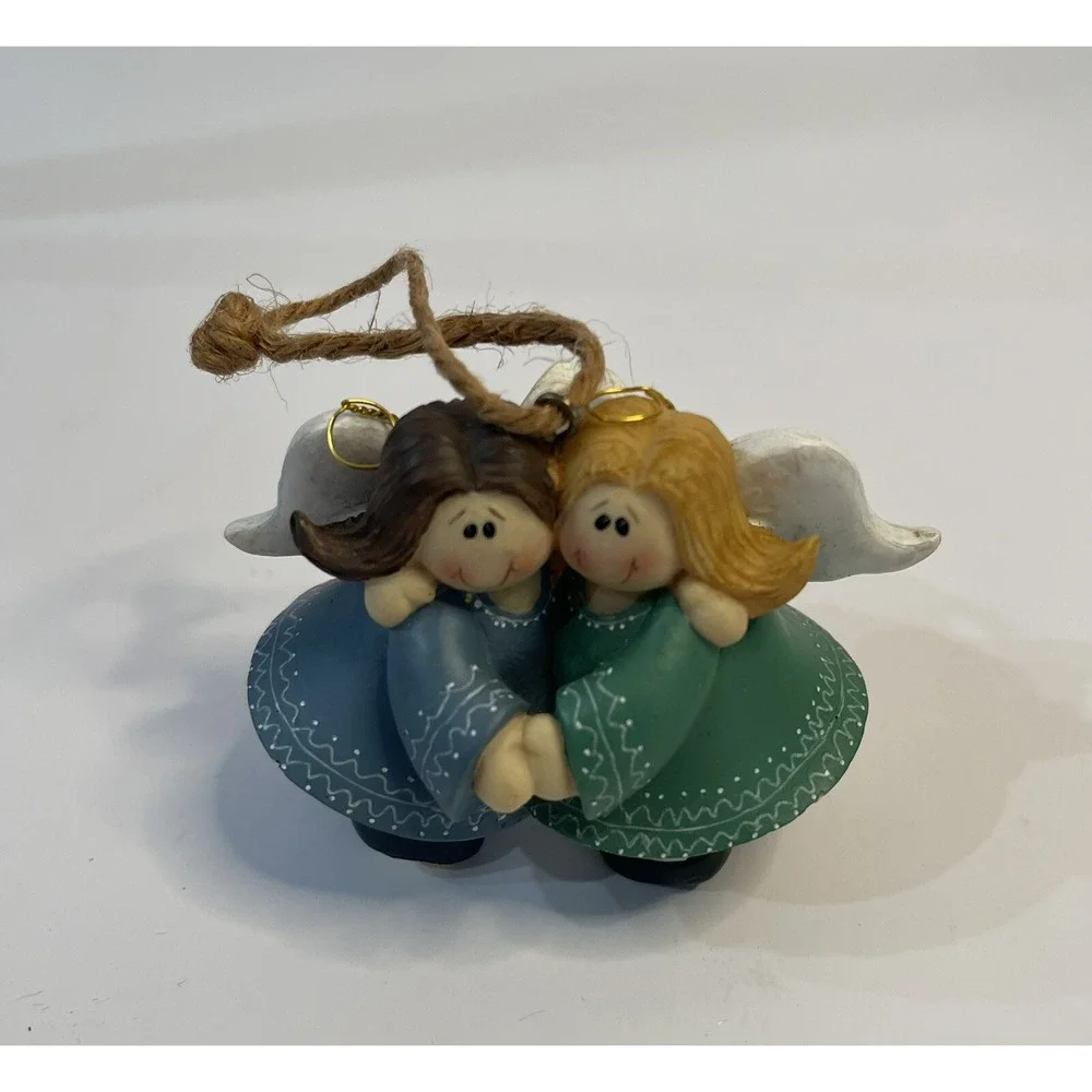 Blonde And Brunette Angel Christmas Ornament